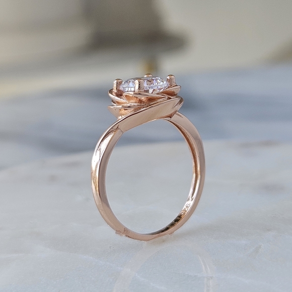 Rose Gold Flower Ring, 925 Sterling Silver with 18k Rose Gold finish - Picture 12 of 16